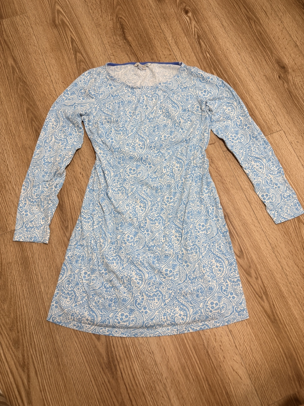 Boden Light Blue Paisley Long-Sleeve Dress